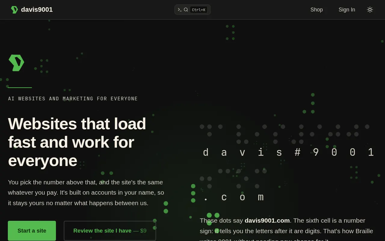 The davis9001.com home page