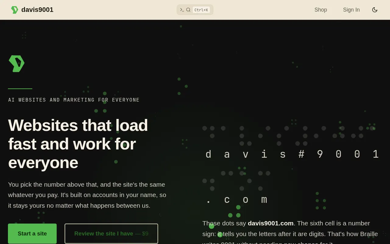 The davis9001.com home page