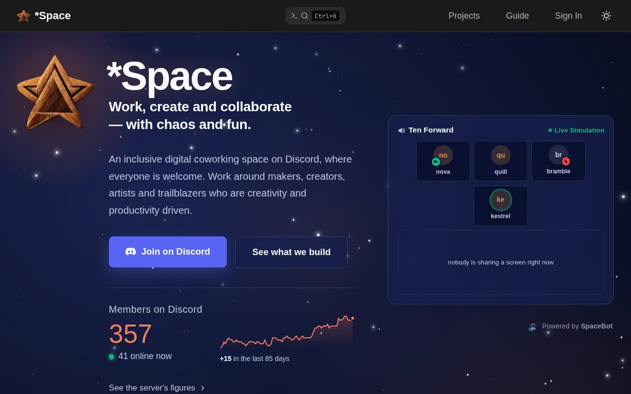The StarSpace home page